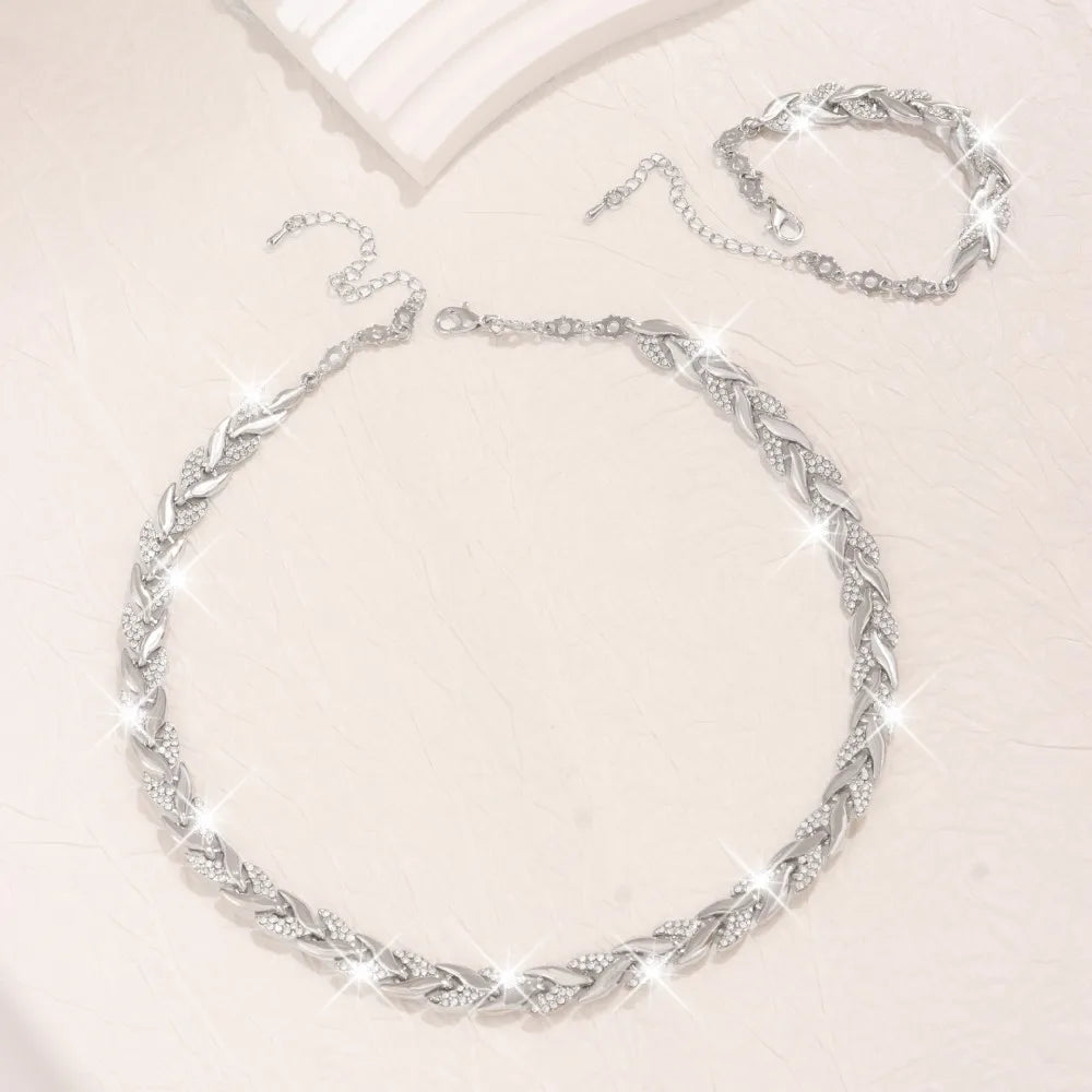 Zinc Alloy Fish Tail Necklace & Bracelet Set – Gold & Silver Jewelry Set PLUSH Silver