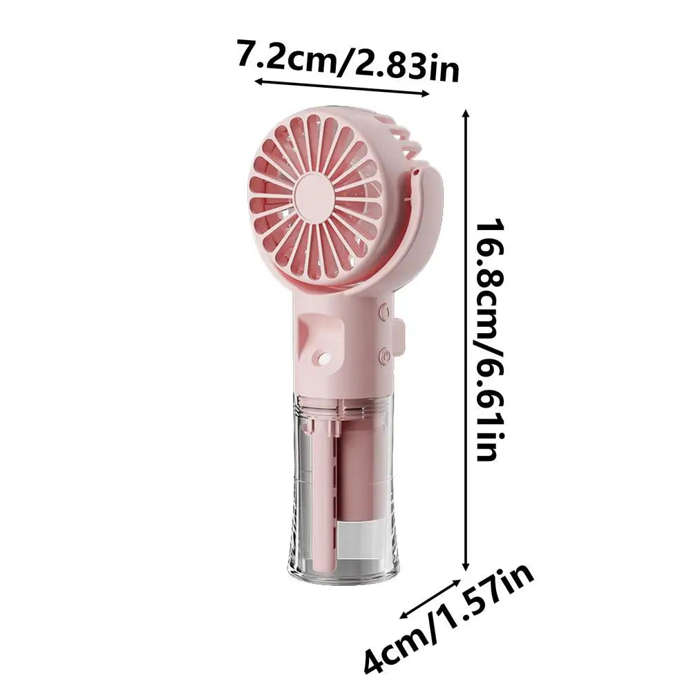 Portable Handheld Misting Fan – 4 Speeds, USB Rechargeable Handheld Misting Fan PLUSH Pinks No Plug