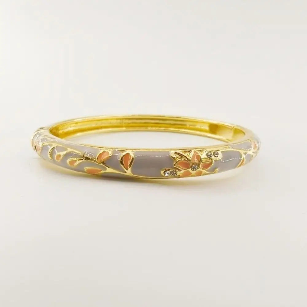 Vintage Cloisonne Enamel Floral Bangle – Ethnic Women's Bracelet Enamel Bangle Bracelet PLUSH