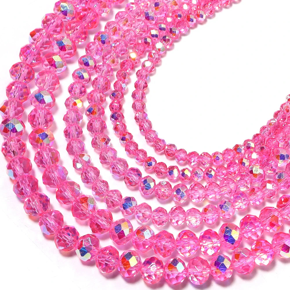 AB Color Deep Pink Crystal Abacus Spacer Beads – DIY Jewelry Crystal Spacer Beads PLUSH