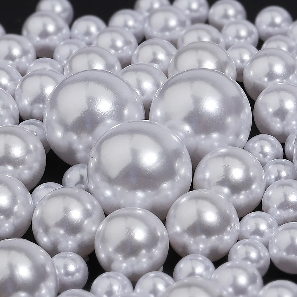 Vintage White ABS Pearl Beads No Hole – 10-1000pcs DIY Craft Loose Craft Beads PLUSH