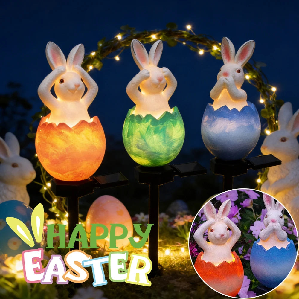 Solar Easter Egg Stake Lights – Waterproof Outdoor Garden Decor Solar Stake Lights PLUSH