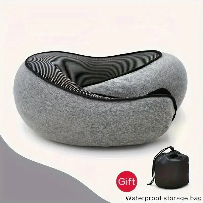 Memory Foam Travel Neck Pillow – Breathable & Machine Washable Travel Neck Pillow PLUSH Flecking Gray