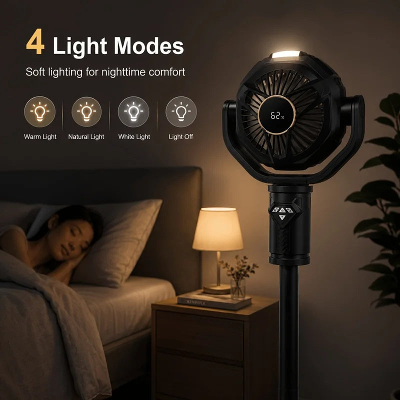 Rechargeable Standing Fan – 10-Speed Oscillating, Remote Control Rechargeable Floor Fan PLUSH
