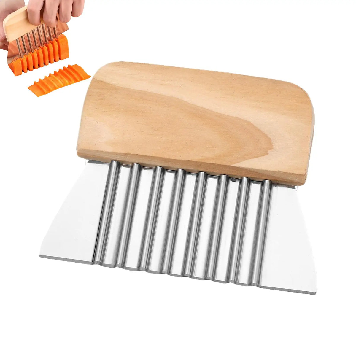 Stainless Steel Crinkle Cutter – Wavy Veggie & Fry Slicer Crinkle Cutter Slicer PLUSH