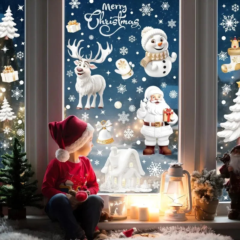 Reusable Christmas Window Clings – Santa Xmas Decals Window Clings Decals PLUSH