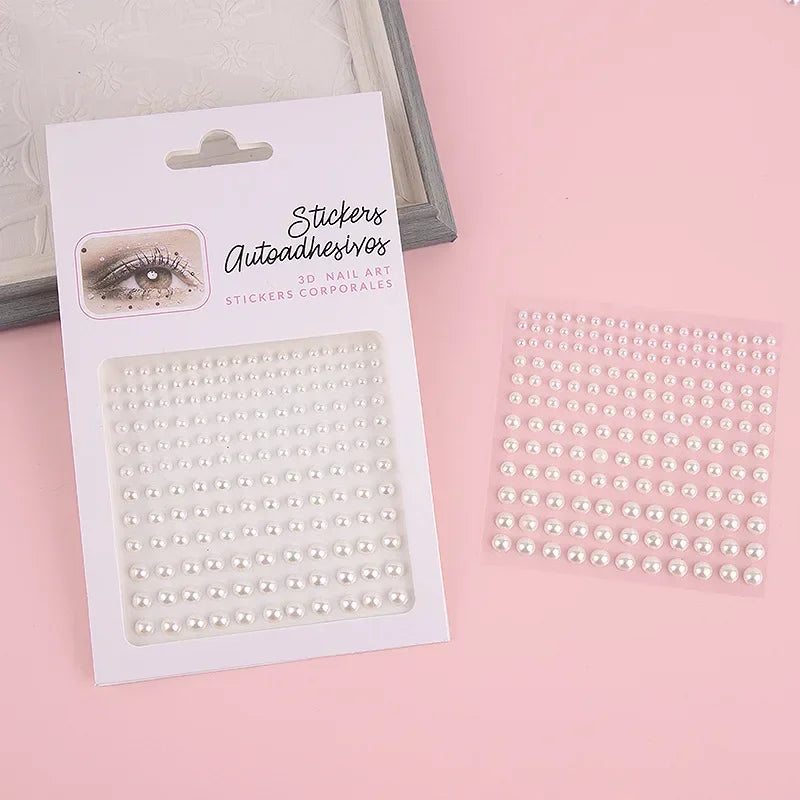 Pearl Face Gems Self-Adhesive Crystal Stickers 3–6mm Face Gem Stickers PLUSH milky white