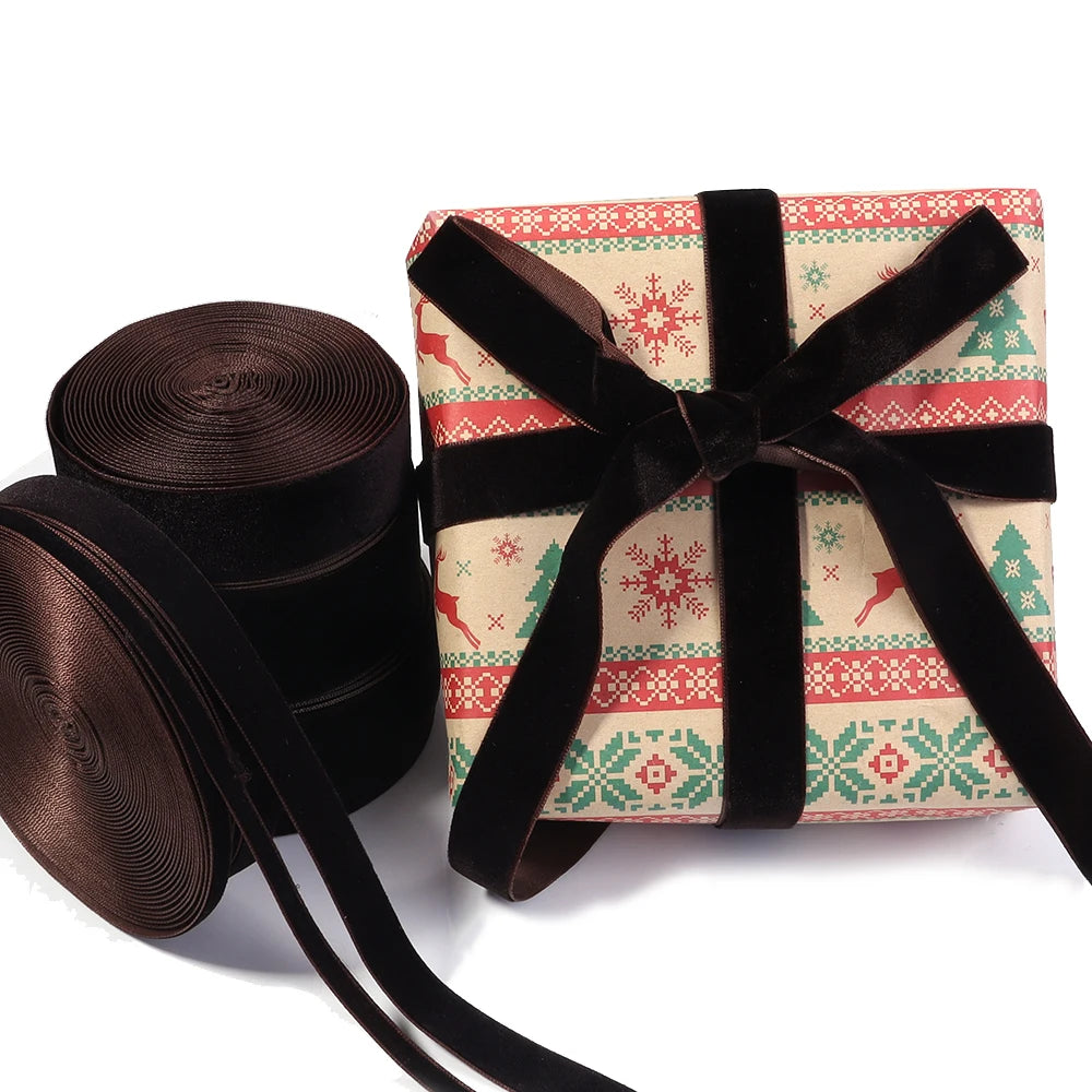 Deep Brown Velvet Ribbon 5/10 Yards – DIY Crafts & Wrapping Velvet Craft Ribbon PLUSH