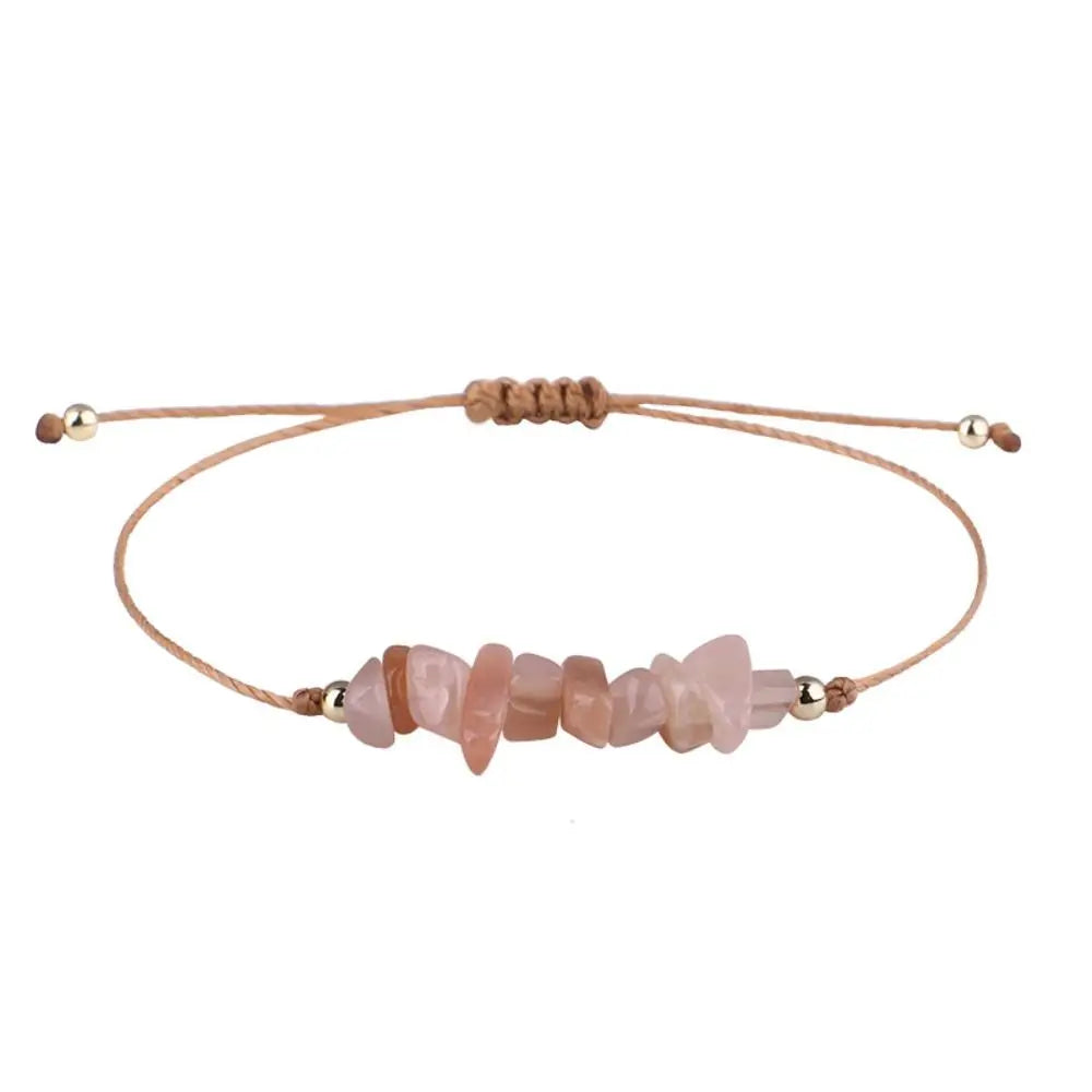 Amethyst Crystal Gravel Woven Rope Boho Bracelet for Women Boho Stone Bracelet PLUSH Orange