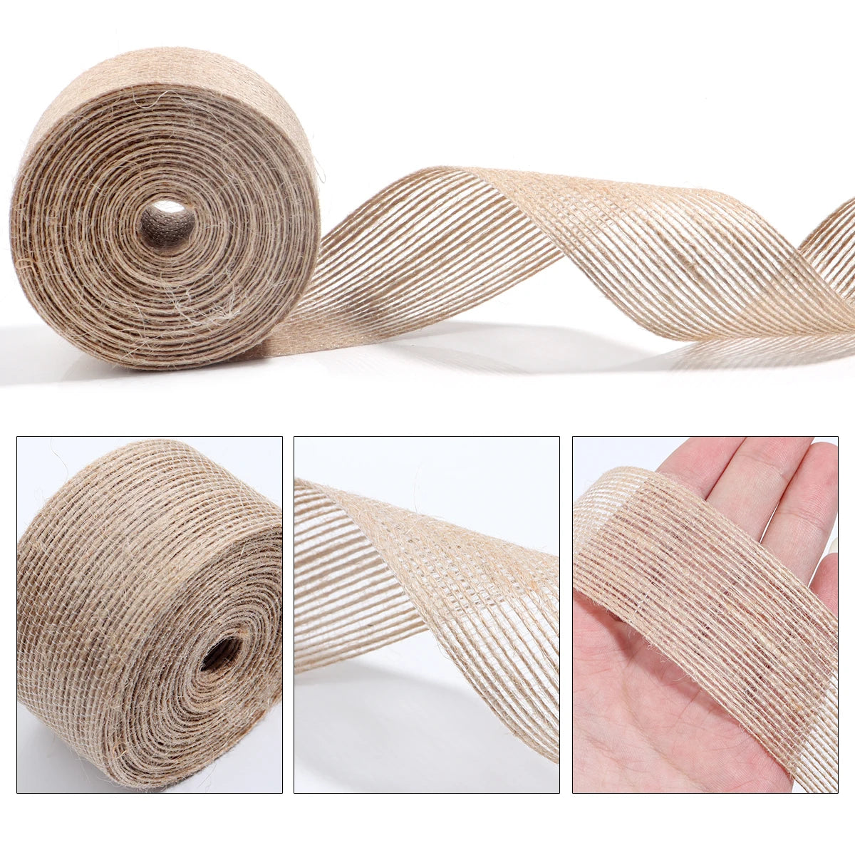 Natural Jute Burlap Hessian Ribbon 1–10m | Wedding & Gifts Burlap Craft Ribbon PLUSH