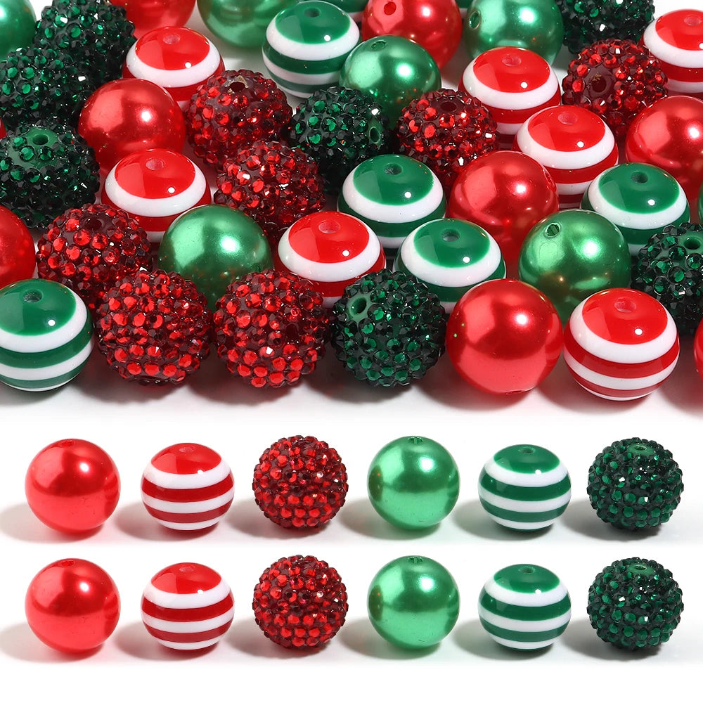12pcs 20mm Christmas Acrylic Round Spacer Beads – DIY Jewelry Acrylic Spacer Beads PLUSH chrismas 20mm