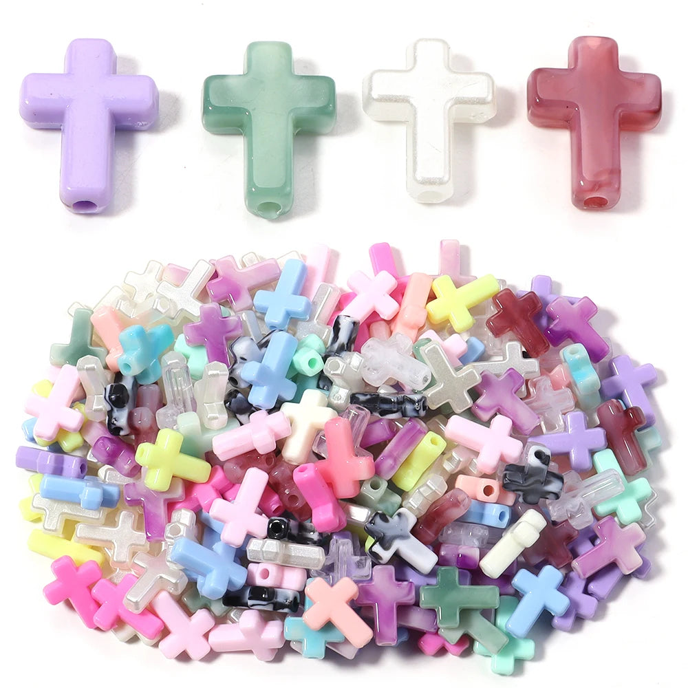 100pcs Cross Acrylic Spacer Beads 12x15.5mm – DIY Jewelry Making Acrylic Spacer Beads PLUSH