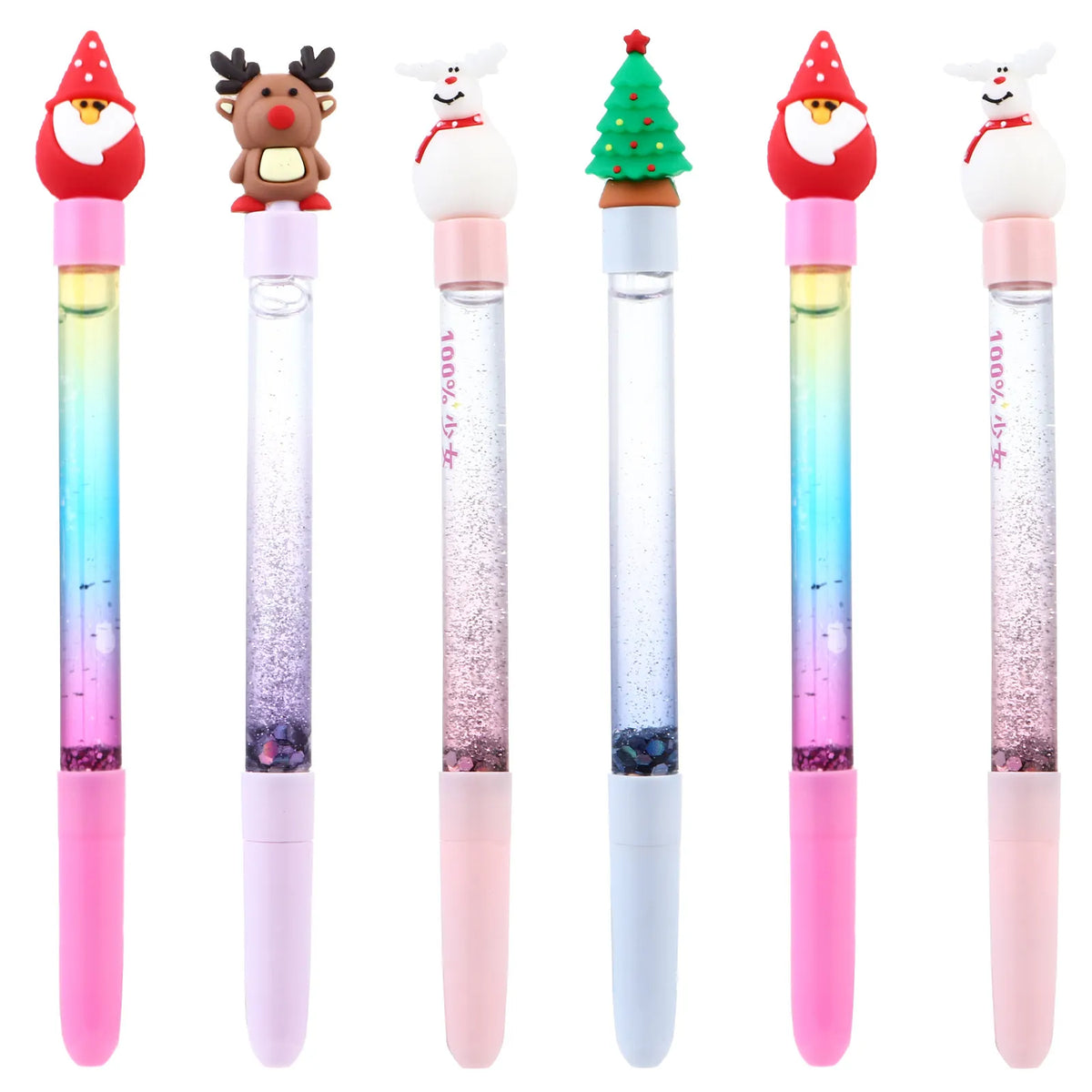 6-Pack Christmas Cartoon Gel Pens – Smooth Writing Xmas Stationery Novelty Gel Pens PLUSH