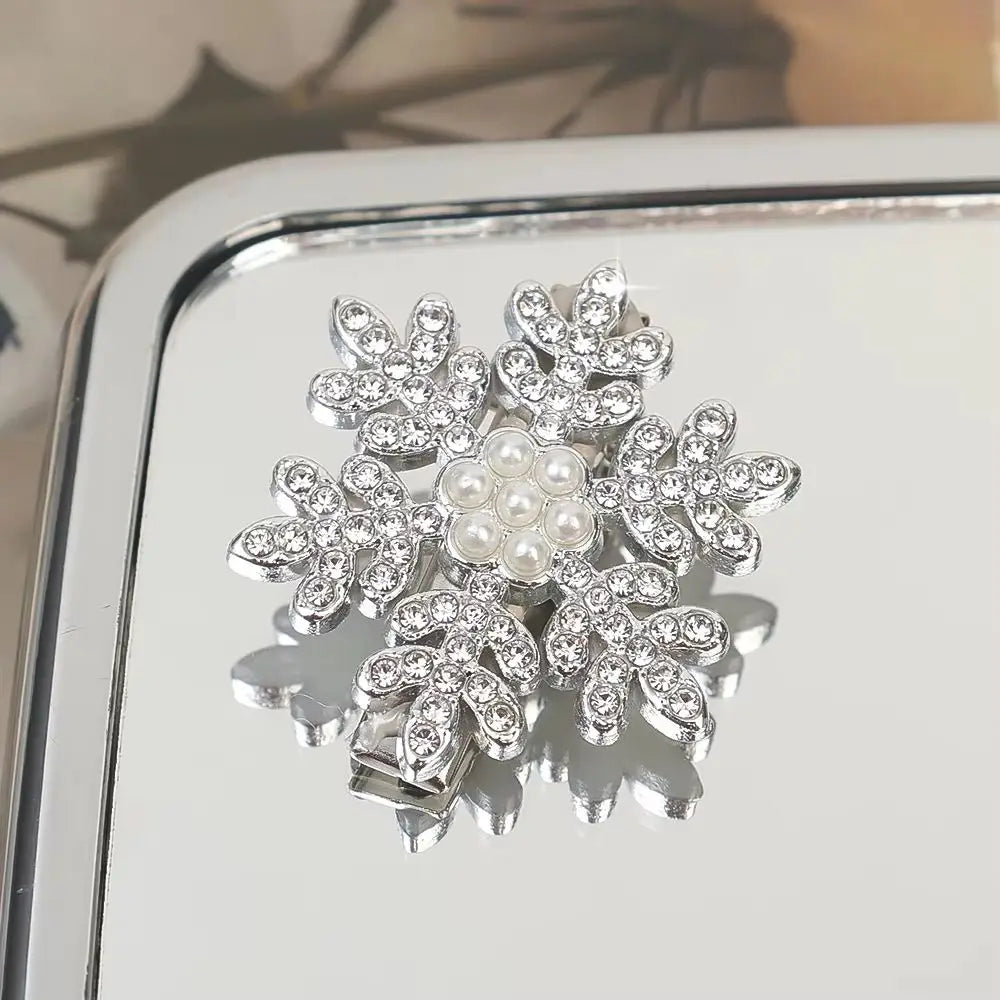 Rhinestone Snowflake Hair Clips Silver Korean Barrettes 10pcs Hair Clip Barrettes PLUSH
