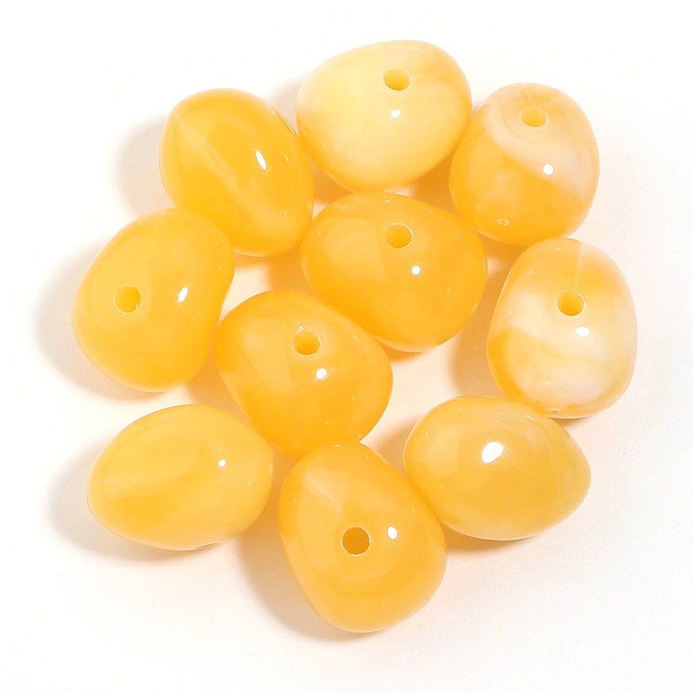 20pcs Marbled Oval Acrylic Spacer Beads 13x16.5mm Big Hole DIY Acrylic Spacer Beads PLUSH Yellow