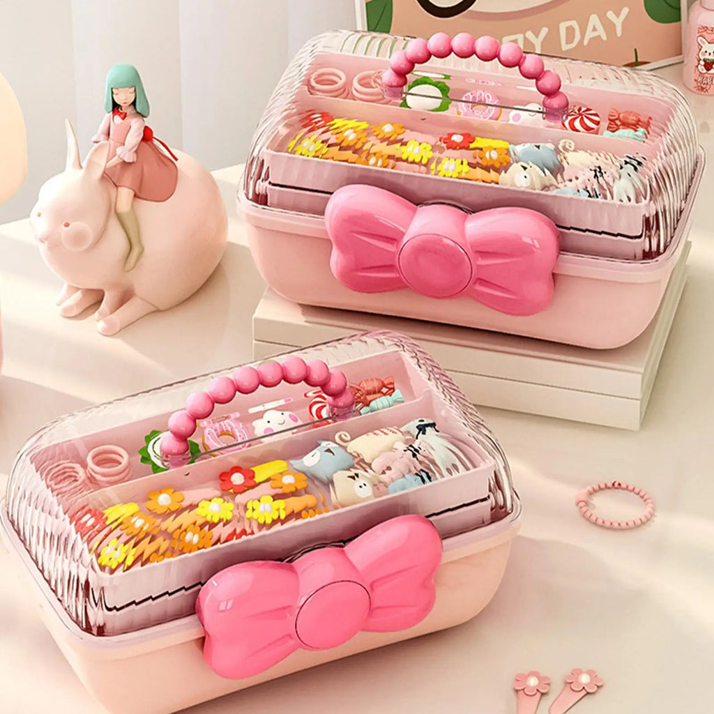 Girls Multi-Layer Hair Accessories & Jewelry Storage Box Hair Accessories Organizer PLUSH