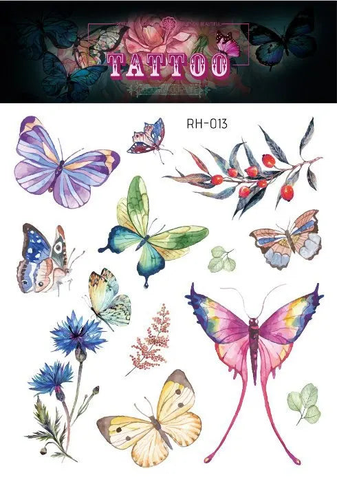Purple Fairy Butterfly Glitter Temporary Tattoo Stickers Temporary Tattoo Sticker PLUSH RH-013