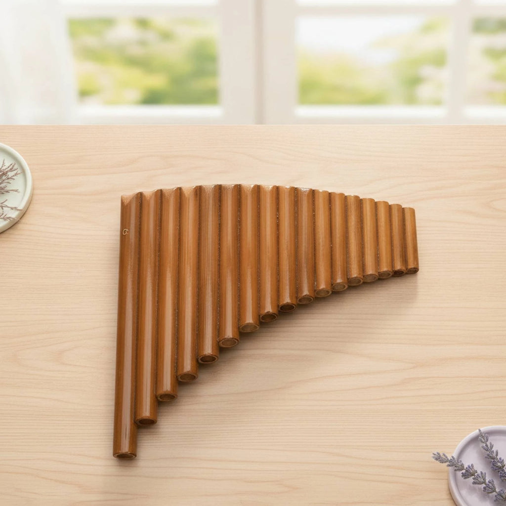 15-Pipe Bamboo Pan Flute G Key | Beginner Panpipes + Cleaning Rod Pan Flute PLUSH