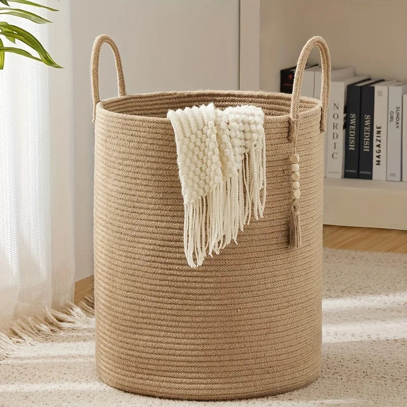 Extra Large Cotton Rope Storage Basket – Laundry & Toy Bin Rope Storage Basket PLUSH