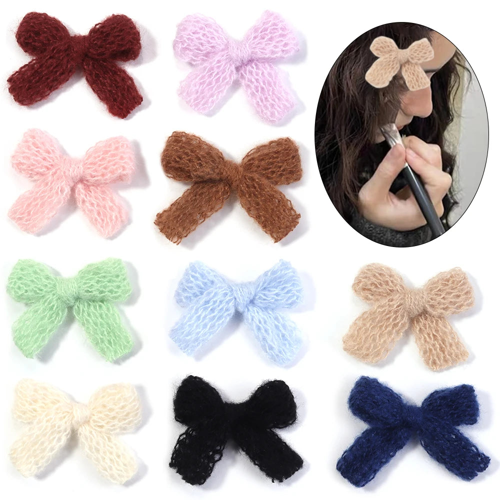 10pcs Fluffy Knitted Wool Yarn Bows – DIY Hair & Jewelry Craft DIY Hair Bow PLUSH