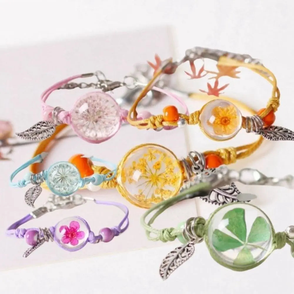 Dried Flower Braided Rope Bracelet – Women's Charm Bracelet Charm Bracelet PLUSH