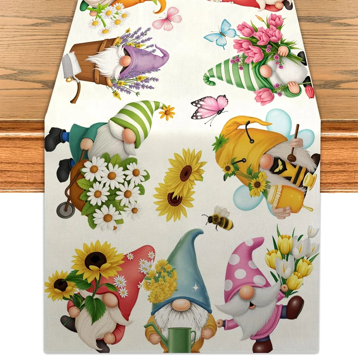 Easter Butterfly Table Runner – Spring Gnome & Flower Décor Table Runner PLUSH A 33X275Cm