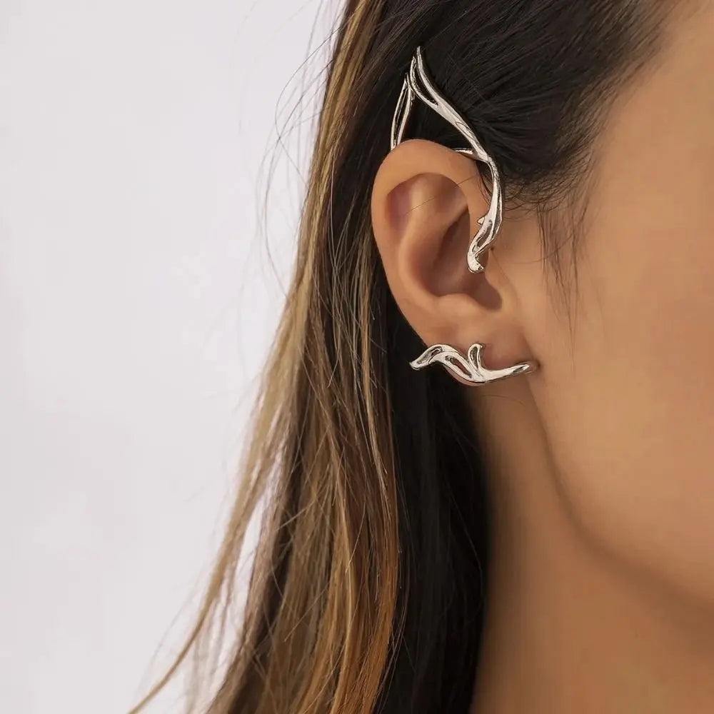 Goth Elf Ear Cuff Clip | Cat Ear Hollow Alloy Earring Clip-On Ear Cuff PLUSH
