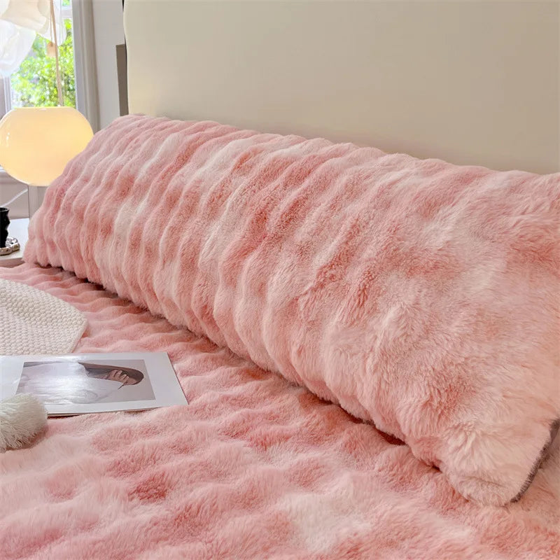 Plush Coral Fleece Pillowcase | Soft Envelope Closure Cover Plush Pillowcase PLUSH Pink 48x150cm