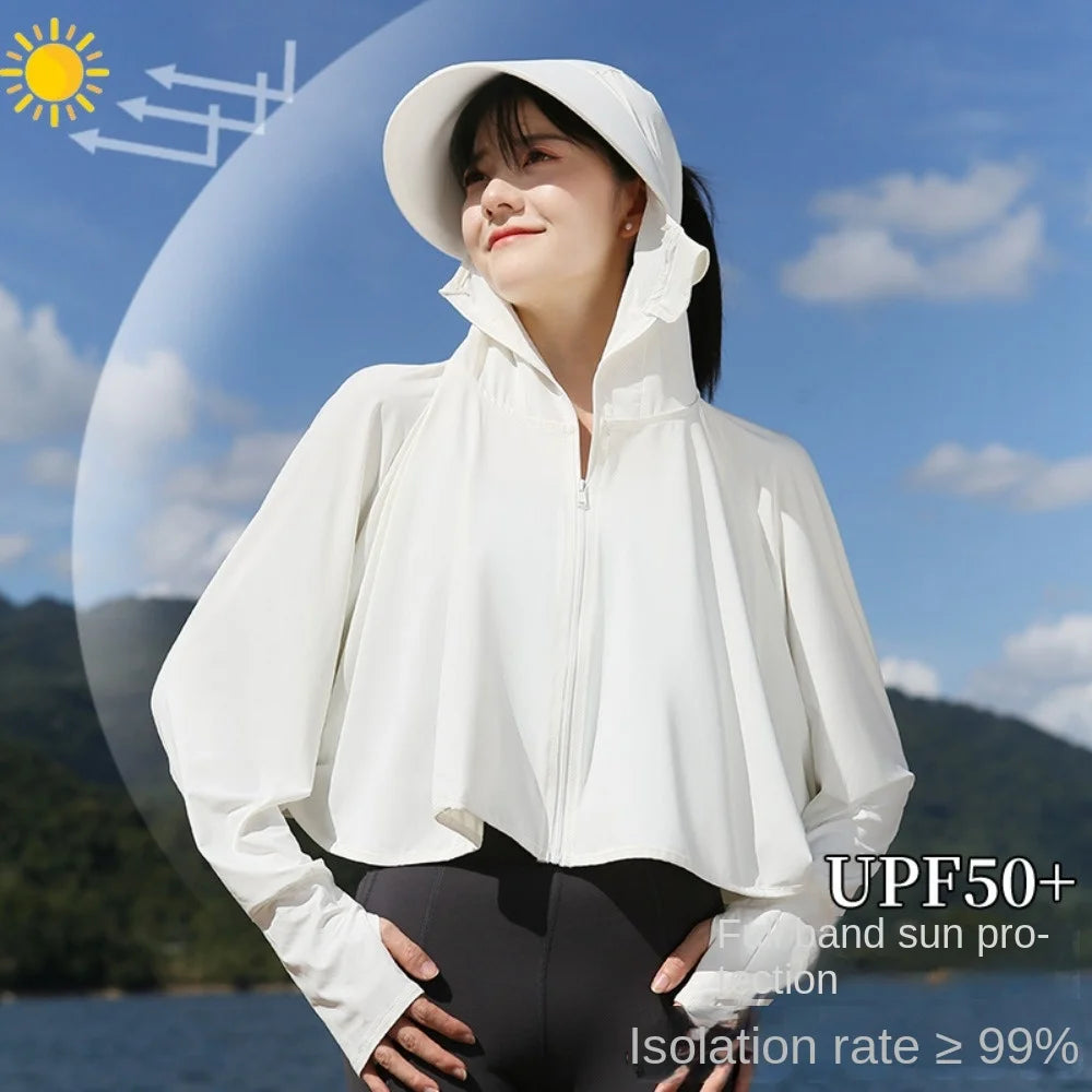 Women's UV Protection Ice Silk Hoodie – Sun Cover Jacket Sun Protection Hoodie PLUSH