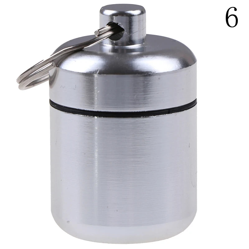 Waterproof Mini Pill Box Keychain – Aluminum Travel Case Pill Box Keychain PLUSH B