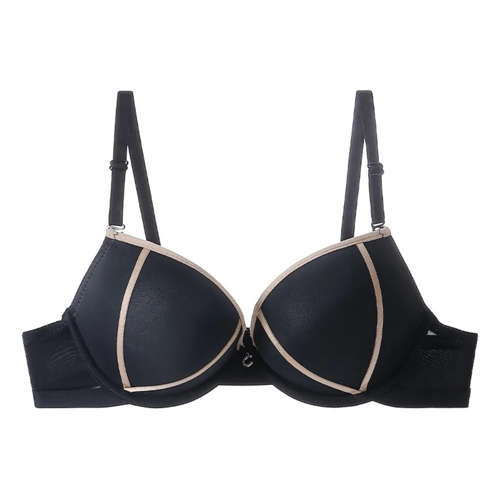 Women's Deep V Push-Up Bra with Crystal Detail – Yoga Women's Push-Up Bra PLUSH Black L