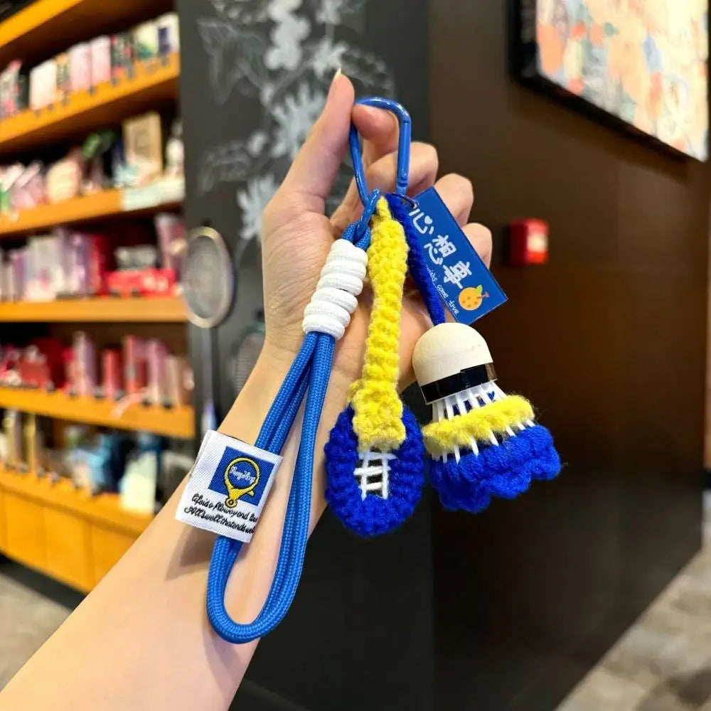 Crochet Badminton Keychain – Knitted Sports Charm Pendant Novelty Keychain PLUSH