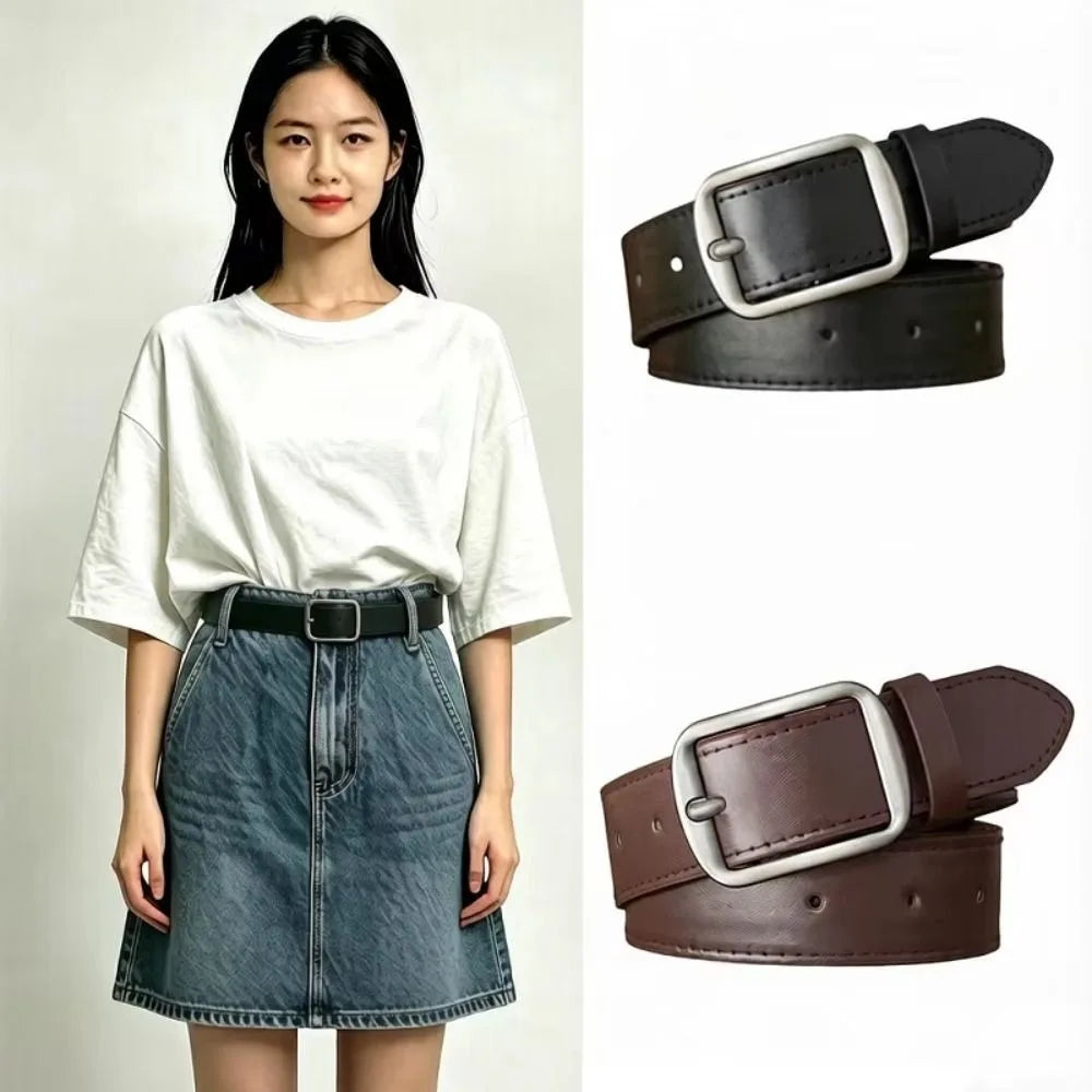 Unisex PU Leather Retro Square Buckle Belt – BF Style PU Leather Belt PLUSH