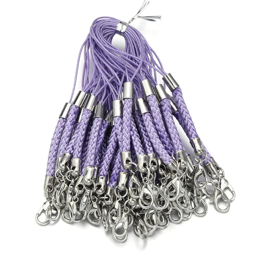 10pcs Braided Keychain Lanyard Cords with Lobster Clasps DIY Keychain Lanyard Cord PLUSH light purple 9cm