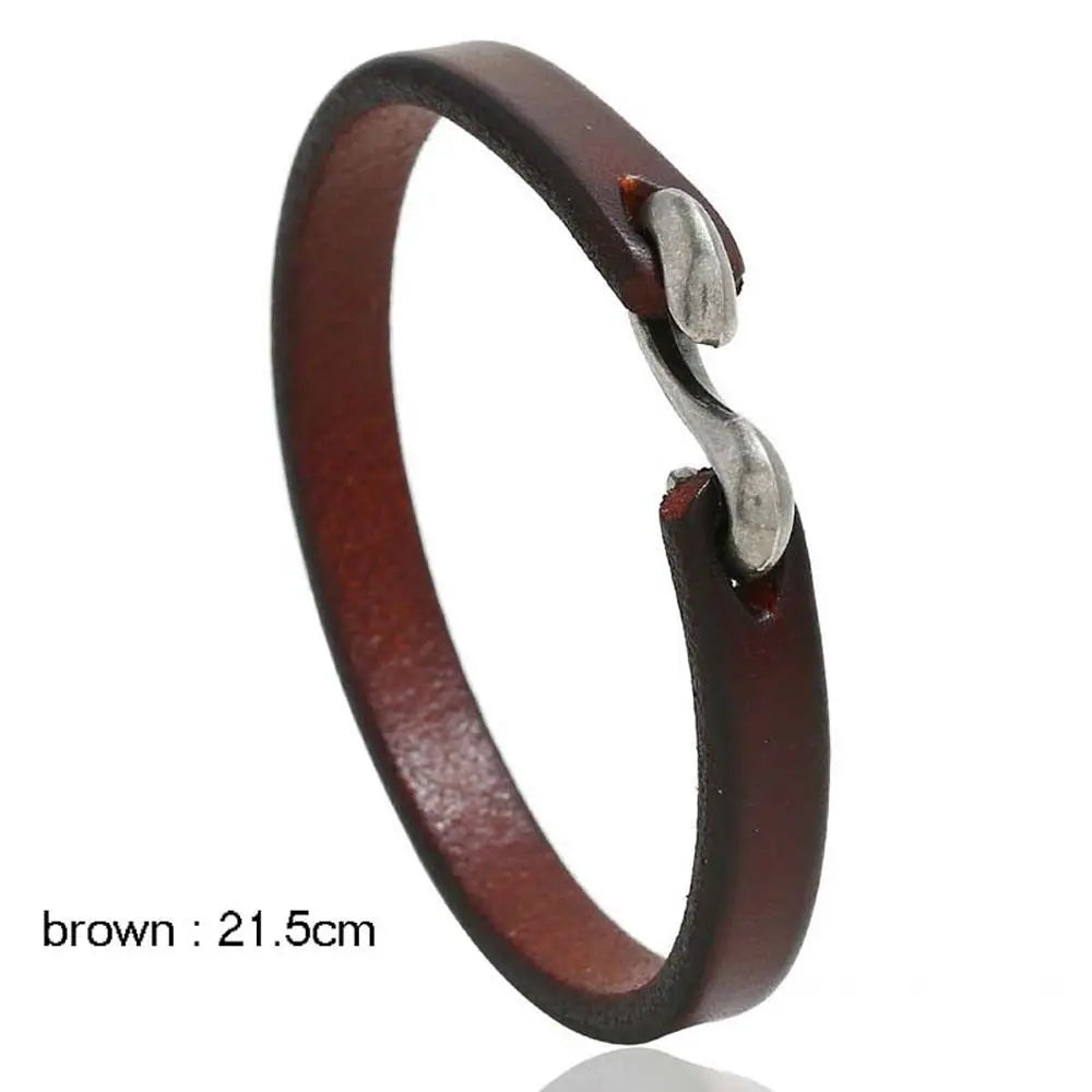Punk Vintage Leather Link Bracelet for Men & Women | Gift Leather Bracelet PLUSH brown-21.5CM
