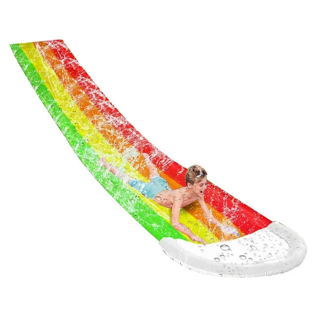 Rainbow Inflatable Water Slide – Backyard Slip & Slide Toy Outdoor Water Slide PLUSH Rainbow