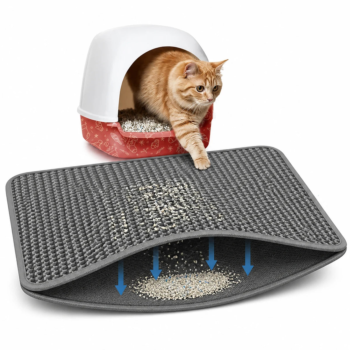 Cat Litter Trapping Mat – 2-Layer Waterproof Non-Slip Washable Cat Litter Mat PLUSH