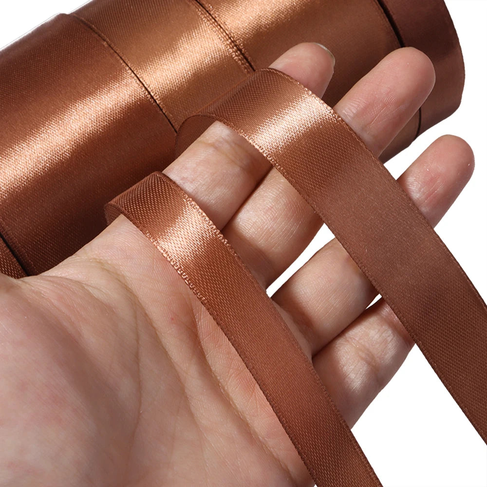 25 Yards Deep Brown Satin Ribbon – DIY Gifts & Wedding Decor Satin Craft Ribbon PLUSH