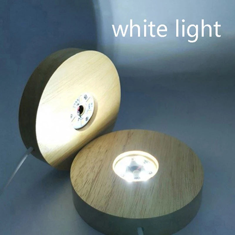 Wooden LED Light Display Base for Crystal Ball & Décor LED Display Base PLUSH