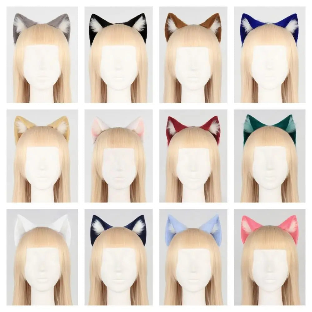 Plush Cat Ears Headband – Gothic Lolita Animal Headwear Cat Ears Headband PLUSH