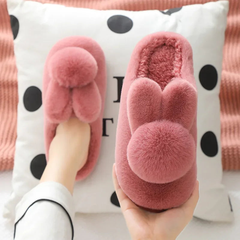 Cozy Bunny Plush House Slippers – Faux Fur Women's Indoor Shoes Plush House Slippers PLUSH 38-39 Burgundy