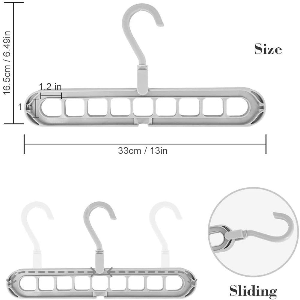 Foldable 9-Hole Closet Organizer Hanger – Space Saving Rack Closet Organizer Hanger PLUSH