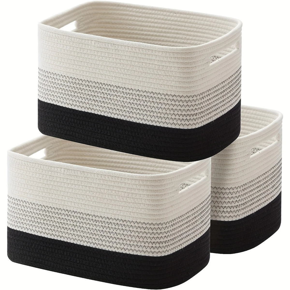 Woven Cotton Rope Storage Basket with Handles – Rectangular Woven Storage Basket PLUSH