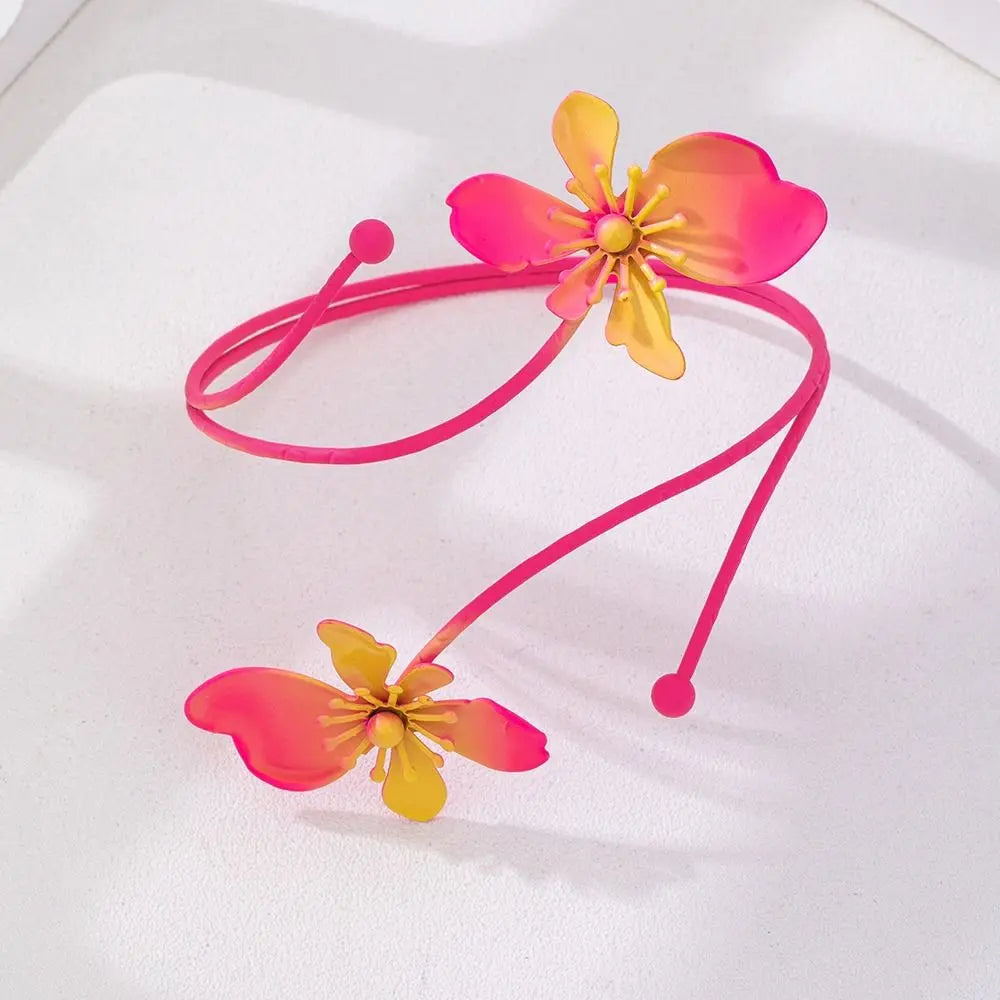 Colorful Floral Arm Cuff Open Bangle – Neon Gradient Armlet Arm Cuff Bangle PLUSH