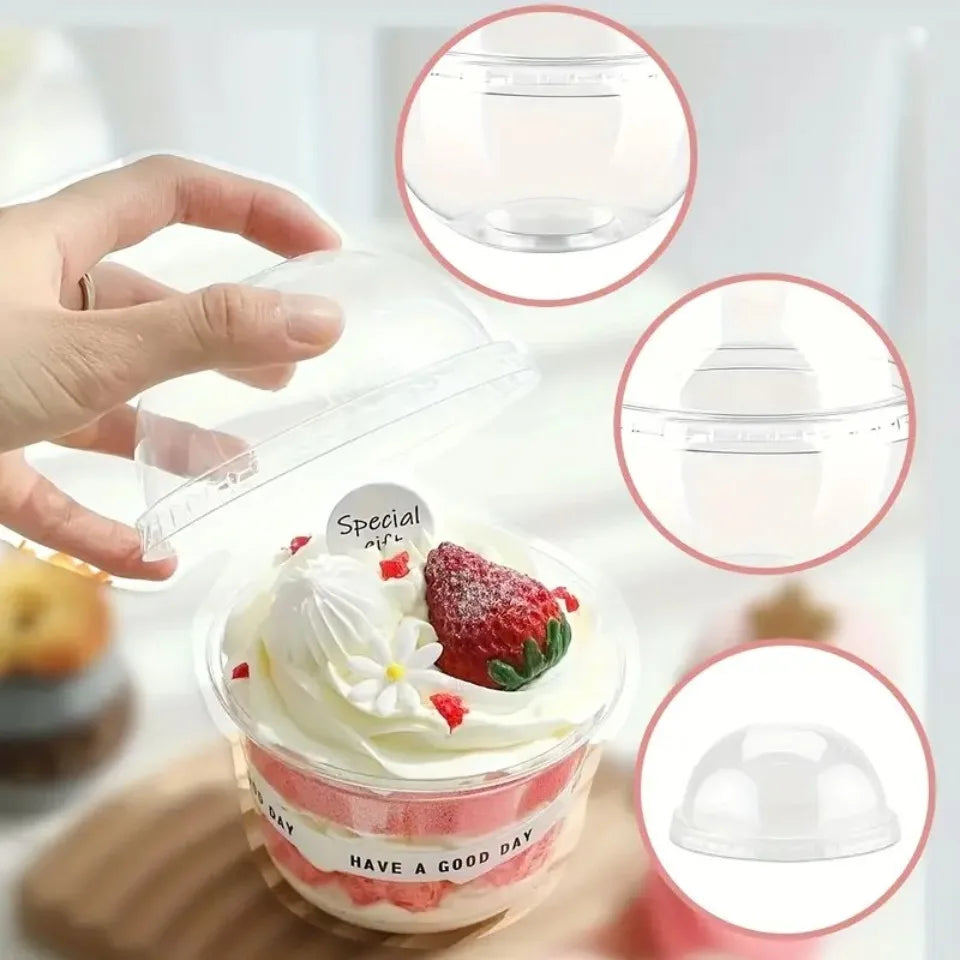 50pcs Disposable Plastic Dessert Cups with Lids – 8/12/16 oz Disposable Dessert Cups PLUSH