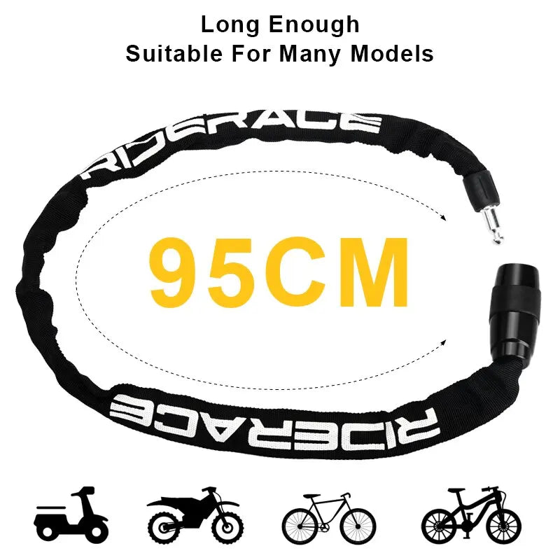 RIDERACE Bicycle Chain Lock – Anti-Theft MTB & E-Bike Security Bicycle Chain Lock PLUSH
