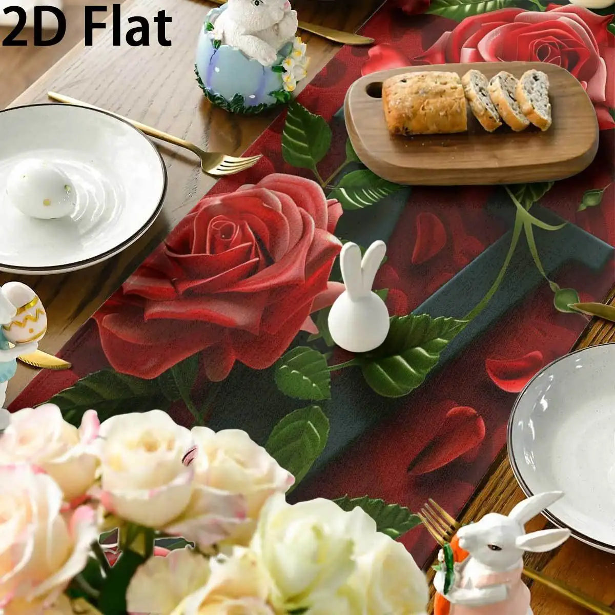 Valentine's Day Plaid Table Runner – Red Heart Bow Design Holiday Table Runner PLUSH