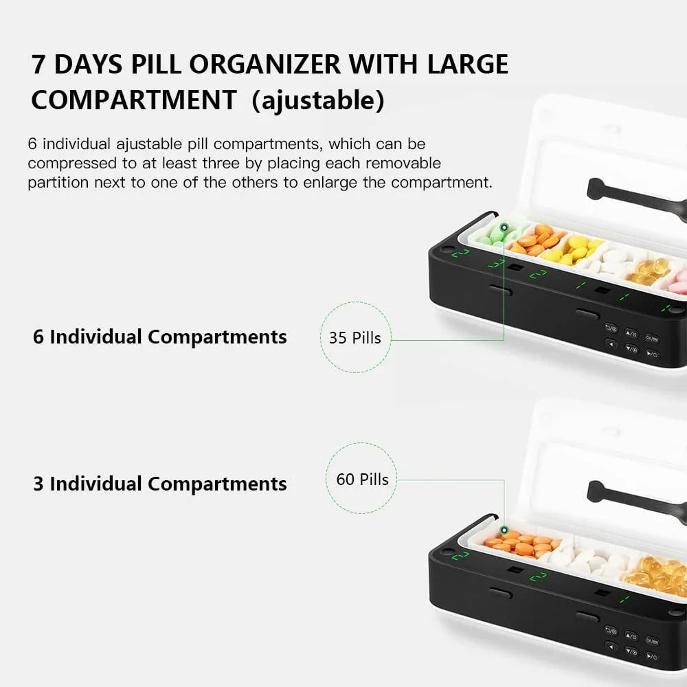 Smart 7-Day Pill Organizer with Alarm – Up to 7 Daily Reminders Pill Organizer PLUSH