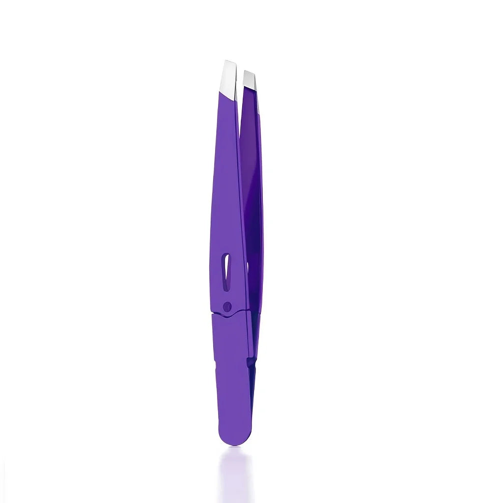 Pink Stainless Steel Slant-Tip Eyebrow Tweezers | Precision Eyebrow Tweezers PLUSH Purple