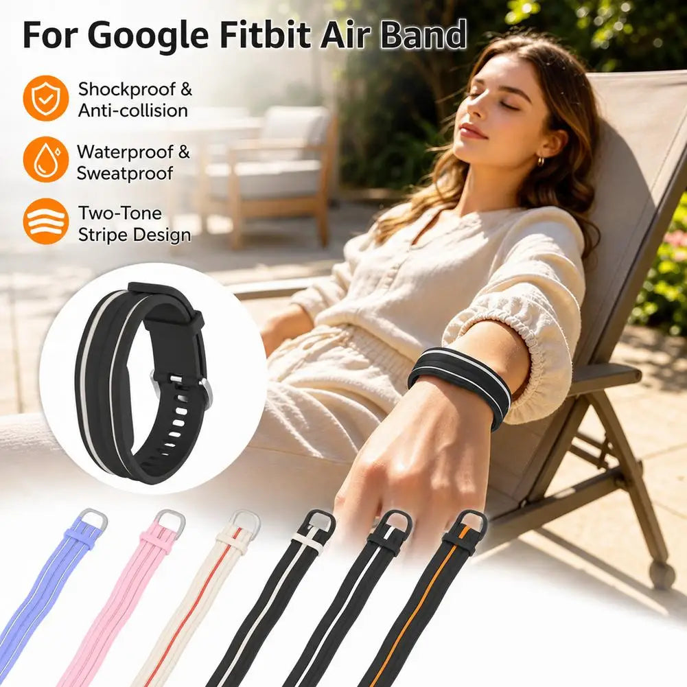 Two-Tone Silicone Band for Google Fitbit Air – Adjustable Strap Fitness Tracker Band PLUSH